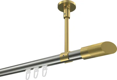 Produktbild von Interdeco Innenlaufstange / Gardinenstange mit Innenlauf Edelstahl-Optik / Messing-Optik, Typ Sonette Verano (Schräge Bicolor) Deckenmontage, 20 mm Ø 1-läufig, 120 cm