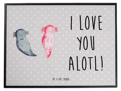 Produktbild von Mr. & Mrs. Panda Schreibunterlage Axolotl Liebe - Grau Pastell - Geschenk, Valentinstag, Schreibtischauflage, schreibauflage, Mitbringsel, für Frauen, Freundin, Jahrestag
