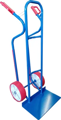 Produktbild von Stahlrohr Sackkarre mit "JUMBO"-Ladeschaufel 470x280 mm - EU (Räder nach Ihrer Wahl - siehe Varianten) HIER: rot-weis PolyurethanRad / PVC-Felge / Rollenlager