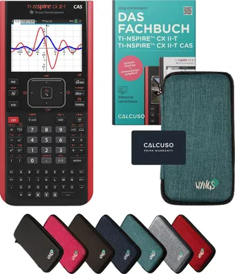 Produktbild von TI-Nspire CX II-T CAS inkl. Schutztasche Türkis & Fachbuch (160 Seiten, 17x24cm) – Grafikrechner – Smart Set