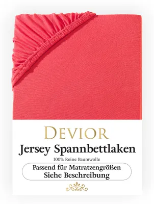 Produktbild von Devior Jersey Spannbettlaken 180x200 - 200x200 cm rot Bettlaken 100% Baumwolle bis 22cm Matratzenhöhe Gummizug