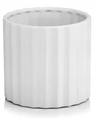 Produktbild von Keramik Blumentopf Übertopf Weiß 13 cm, geriffelt, glänzend, zylindrisch, ohne Loch