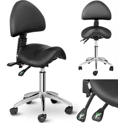 Produktbild von Stuhl mit Rückenlehne, höhenverstellbar, schwarzes Metall, Salonstuhl