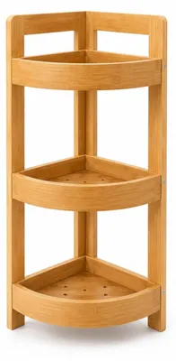 Zdjęcie produktu dla Regał łazienkowy narożny bambusowy, 23 x 23 x 61 cm
