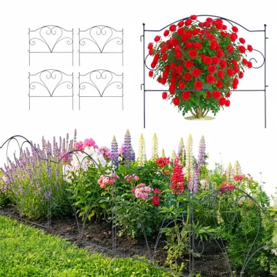 Produktbild von Gartenumrandung aus Metall, 5er-Set, schwarz