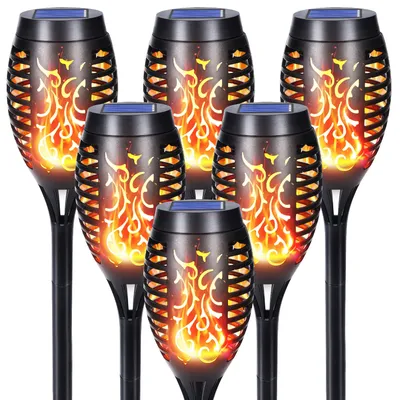 6er-Set Solar-Flammenleuchten, 12 LEDs, IP65, für Garten & Wege