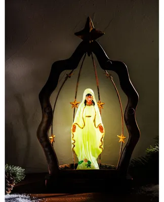 Produktbild von Leuchtende Madonna Weihnachtsdeko 30cm Maria Figur im Metall Rahmen Schutzpatronin