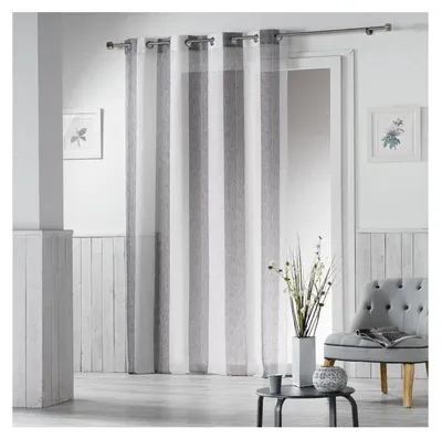 Image de Voilage à 8 oeillets - Alia - Gris - 140 x 240 cm