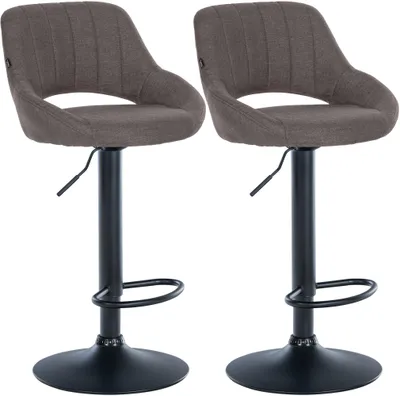 Produktbild von CLP 2er Set Barhocker Milet Stoffbezüge höhenverstellbar drehbar mit Rückenlehnen dunkelgrau Material Gestell Metall matt schwarz