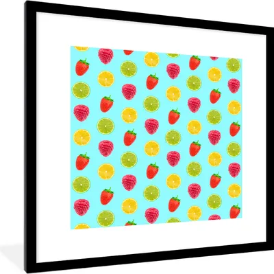 Produktbild von MuchoWow® MuchoWow® Gerahmtes Poster Obst - Muster - Farbe 40x40 cm - Poster mit zchwarzem Bilderrahmen - Poster - Plakat im Rahmen