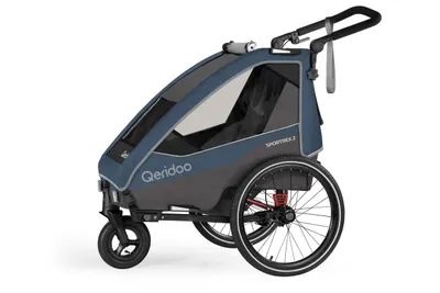 Produktbild von Qeridoo Sportrex 2 - Kinderfahrradanhänger für 2 Kinder, Farbe: Jeans Blue