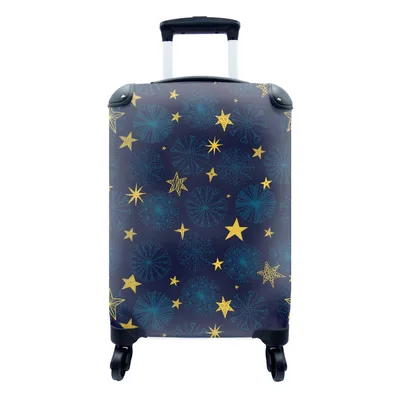 Produktbild von MuchoWow® Koffer Handgepäck Trolley Rollkoffer Kleine Reisekoffer mit 4 Rollen - Sterne - Schnee - Muster - Weihnachten - Cabin Size < 55x40x23 cm & 55x40x20 cm - Fotokoffer - Kabinenkoffer - Boardgepäck - Reise-Box - Reisekoffer - Reisegepäck - Koffer mit Bild - Trolley für Kinder