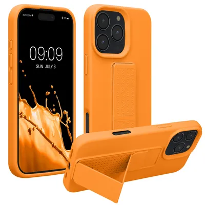 Produktbild von kwmobile Handyhülle für Apple iPhone 16 Pro Max Hülle - TPU Silikon Case mit Fingerhalter und Stand - Schutzhülle Cover in Fruity Orange