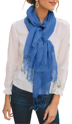 Imagen del producto de Prettystern: Bufanda de lino liso, ligera, con flecos, para mujer y hombre, ideal para primavera y verano