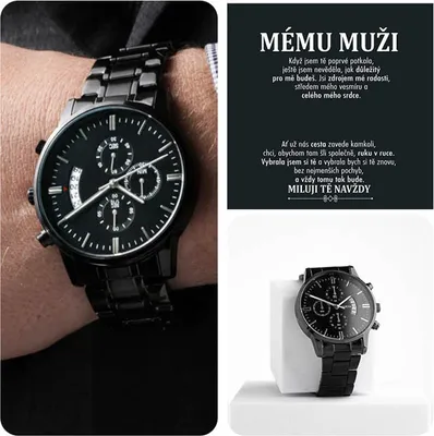 Obrázek produktu pro Lovilion Černé pánské hodinky s chronografem - LUCIAN_CHRONOMASTER a gratis DÁRKOVÝ BOX
