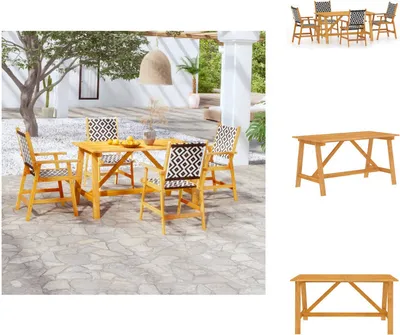 Image de vidaXL Ensemble de jardin 5 pièces en bois massif d'acacia - Ensemble de meubles de jardin