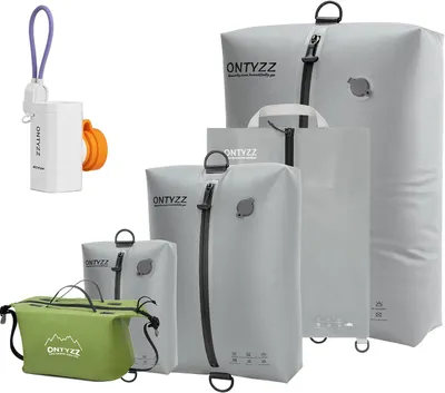 Productafbeelding van Koffer-organizer - 5-delig - Compressie-pakkubusset - Herbruikbare TPU-vacuümzakken met IPX8 - Vacuümzakken voor kleding - Sokken