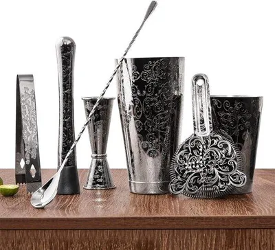 Produktbild von Schwarzes 7-teiliges Cocktailshaker-Set Barwerkzeug