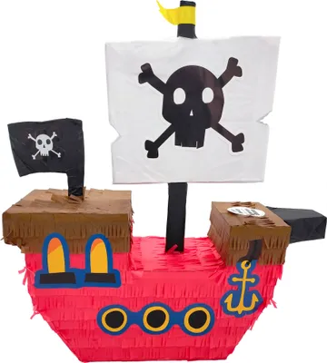 Produktbild von Pinata Kindergeburtstag Pirat in rot-braun und schwarz 50 x 43 cm -
