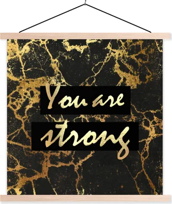 Produktbild von MuchoWow® Textilposter Zitat - Motivation - Gold - Marmor 120x120 cm mit holzfarbenen Rahmen - Textil-Poster