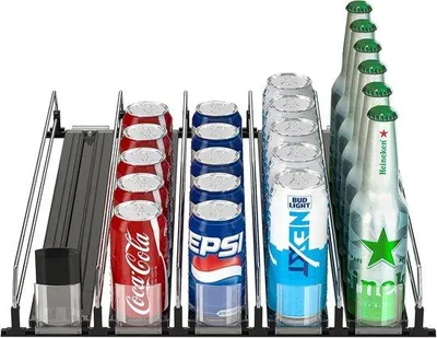 Produktbild von Famanu Automatischer Kühlschrank Getränkedosen-Dispenser mit 5 Reihen - Schwarz