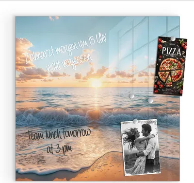 Produktbild von Magnettafel 50x50cm Pinnwand Whiteboard beschreibbar - Strand Sonnenuntergang