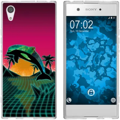 Produktbild von PhoneNatic Case kompatibel mit Sony Xperia XA1 Silikon-Hülle Retro Wave Delphin M1