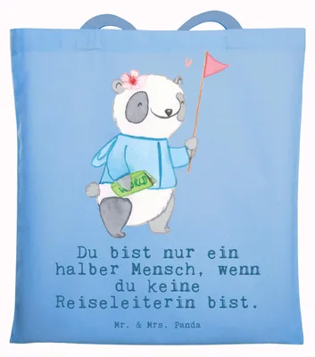 Produktbild von Mr. & Mrs. Panda Uni Tasche Reiseleiterin Herz - Sky Blue - Geschenk, dokumententasche, Beutel, Stoffbeutel, Laptoptasche, Tote Bag