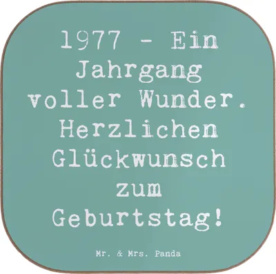 Produktbild von Mr. & Mrs. Panda Untersetzer für Gläser Spruch 1977 Geburtstag Wunder - Meeresbrise - Geschenk, Geburtstagsgeschenk, Geschenkideen, Glückwunsch, Erinnerungen, Design