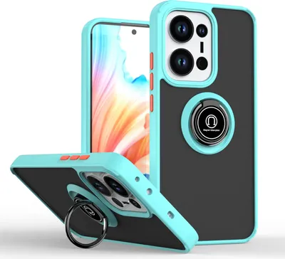 Produktbild von Hülle für Oppo Reno13 Pro Matte Transluzent TPU Stoßfest Schutzhülle mit Ring Halter Ständer Hellblau