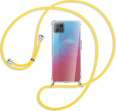 Produktbild von Handykette Backcover-Schutzhülle mit Band (Metall silberfarben) für Oppo A73 5G - gelb