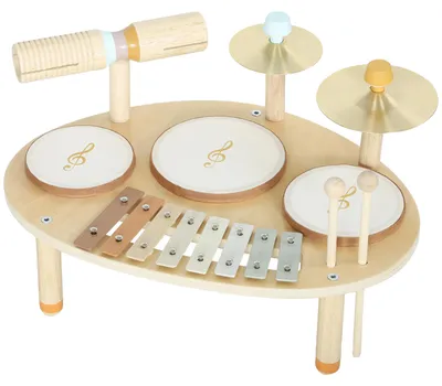 Produktbild von AIYAPLAY Kinder Schlagzeug 4-in-1 Musikinstrumente Set mit Trommeln Xylophon