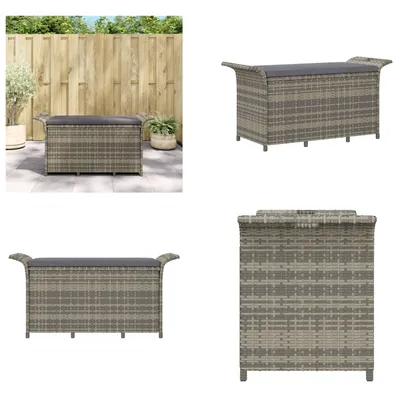 Obrázok produktu pre vidaXL Záhradná lavica s vankúšmi sivá 116x46x57 cm polyratan - Záhradná lavica - Záhradné lavice - Vonkajšia lavica