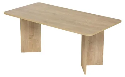 Image de Table à manger Table de salle à manger en bois MDF mélaminé chêne miel 180 x 90 x 75 cm