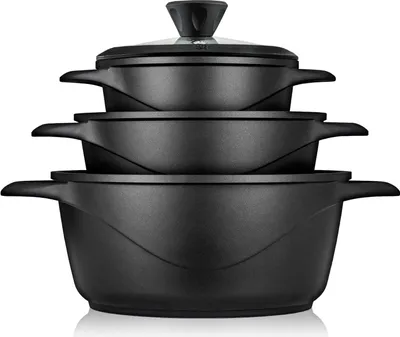 Produktbild von Induktionspfannenset - 6-teilig - Geeignet für Gas und Ofen - Gussaluminium