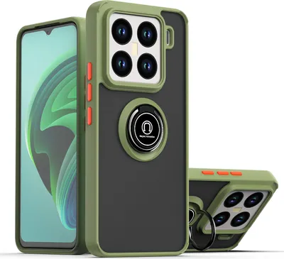 Obrázek produktu pro Pouzdro pro Xiaomi 15 Pro matné průsvitné TPU pouzdro s prstencovým držákem a stojánkem Armádní zelená