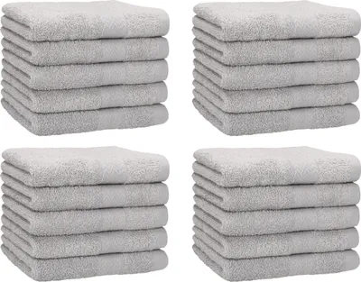 Produktbild von Betz 20 Stück Gästetücher 30x50 cm PREMIUM 100% Baumwolle Set  Farbe: silbergrau