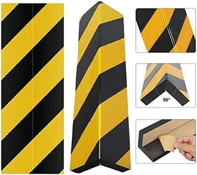 Produktbild von 2 Stück Türkantenschoner Türkantenschutz Garage selbstklebend Kantenschutz Autotür Türkantenschoner Schutzleiste Garagenwand Türschoner (40cmx15cmx2cm) mit schwarz/gelb Streifen für Autotür
