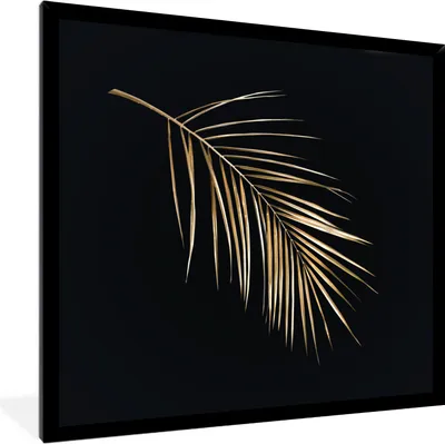 Produktbild von MuchoWow® MuchoWow® Gerahmtes Poster Pflanzen - Gold - Schwarz - Blätter - Luxus 40x40 cm - Poster mit zchwarzem Bilderrahmen - Mit Rahmen - Wanddekoration Schlafzimmer
