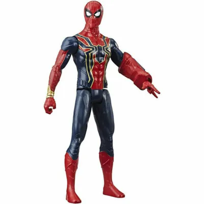 A full-body shot of an Iron Spider action figure against a white background.