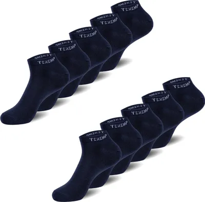 Produktbild von TEXEMP Sneaker Socken Damen & Herren 10 Paar Baumwolle Freizeit Sport Kurz | B215 - 43-46 - Blau - 10er Pack