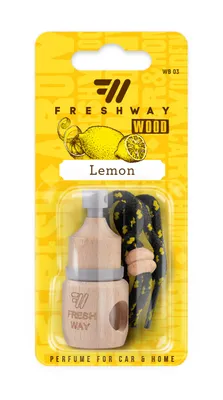 Produktbild von 2 x FRESH WAY Marke WOOD Holz Lufterfrischer Parfümduft für Auto, Duft Maiglöckchen Zitrone