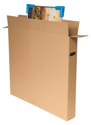 Produktbild von 5x Bilderkarton 900x120x800mm mit seitlichen Griffmulden stabil 2-wellig braun