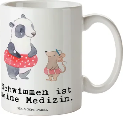 Produktbild von Mr. & Mrs. Panda Kaffeebecher Otter Schwimmen - Weiß - Geschenk, Wassersport, Becher, Tasse, Schwimmkurs, Kaffeetasse, Trinkbecher, Keramiktasse