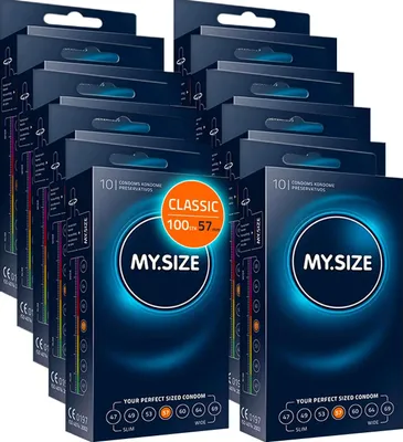 Produktbild von MY.SIZE Classic Kondome Größe 4 | 57 mm Breite | 100 Stück Maxipackung | extra dünn | gefühlsecht hauchzart | dünne 0,07 mm Wandstärke