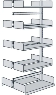 Produktbild von Bibliotheks-Regal Univers doppelt Anbaufeld 75x30x200cm mit 2x5 Böden lichtgrau