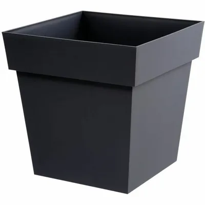 Image de Pot Toscane Carré 38l Anthracite Grande Capacité, Design Carré Moderne - Eda