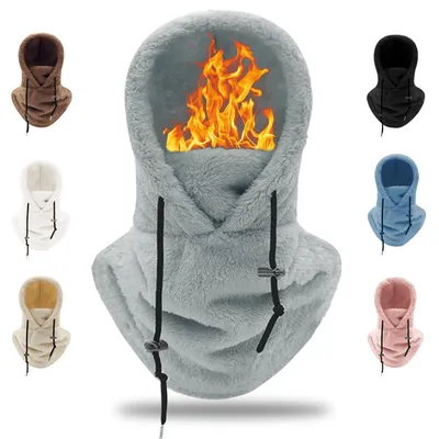 Produktbild von Sturmhaube Fleece Winter Kapuzenschal Balaclava Skimaske Einheitsgröße Grau