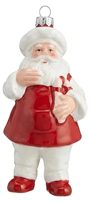 Immagine prodotto di Clayre & Eef, decorazione natalizia a forma di Babbo Natale, bianca, in plastica