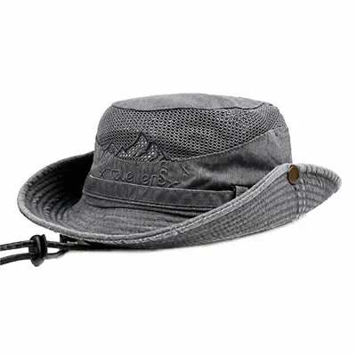 Produktbild von Sonnenhut aus Baumwolle, UV-Schutz, Safari, Wanderhut, Gartenhut mit Kinnriemen, Outdoor-Angelhut, Buschwandern, Eimerhut Grau